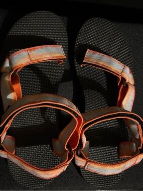 Teva Orange and Cream Patterned Strappy Sandals